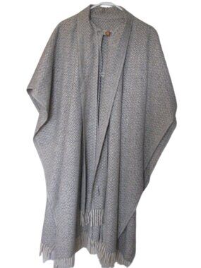 Beige Wool Herringbone Cape